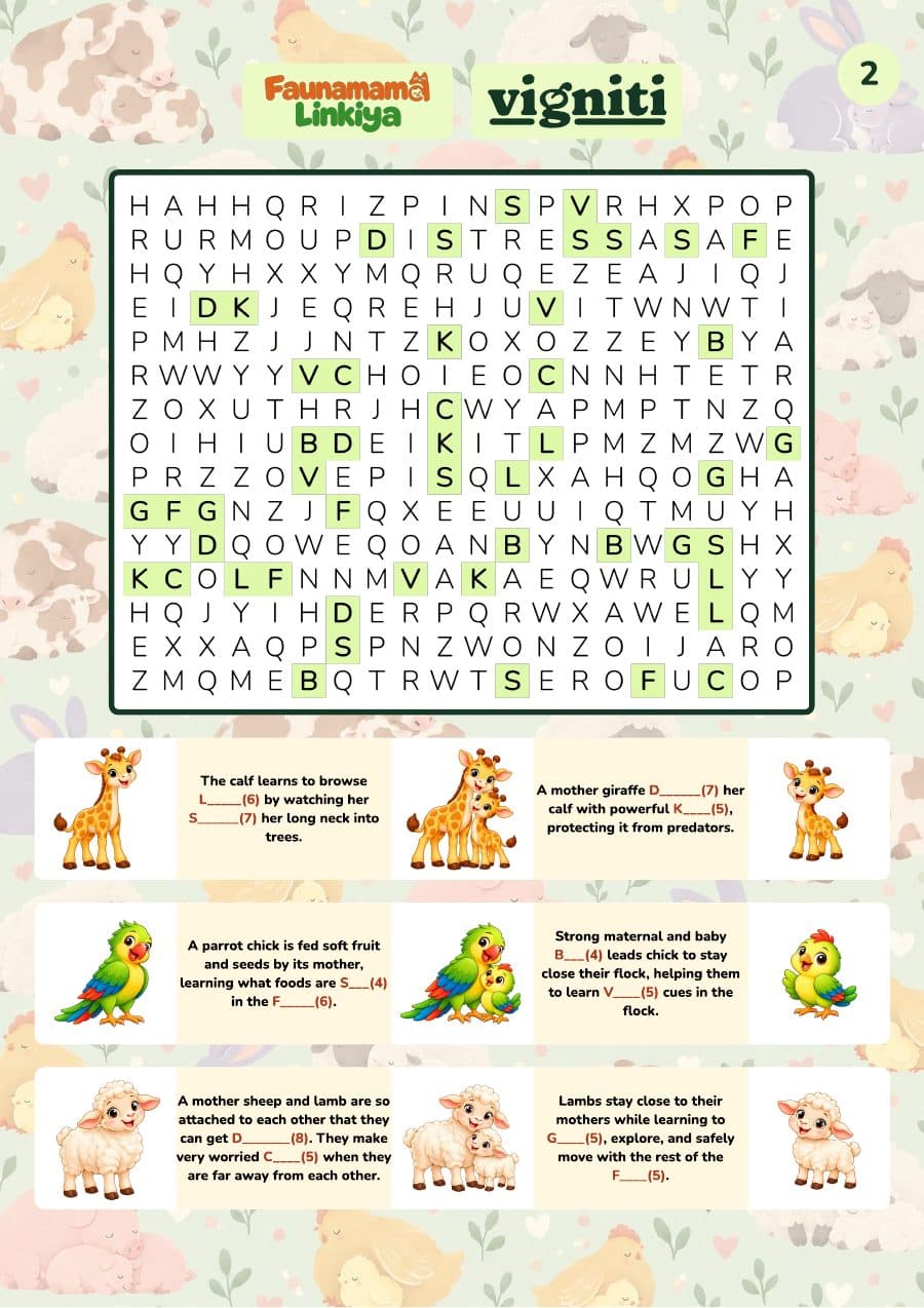 Level 2 worksheet, Faunamama Linkiya